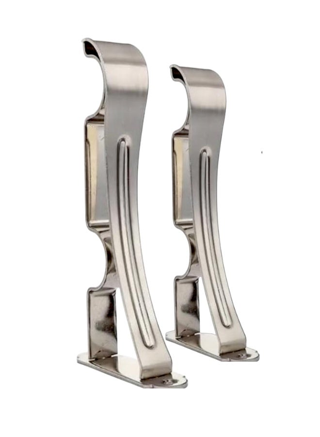 Classic Silver Double Metal Curtain Bracket Set (21cm) - Image 1